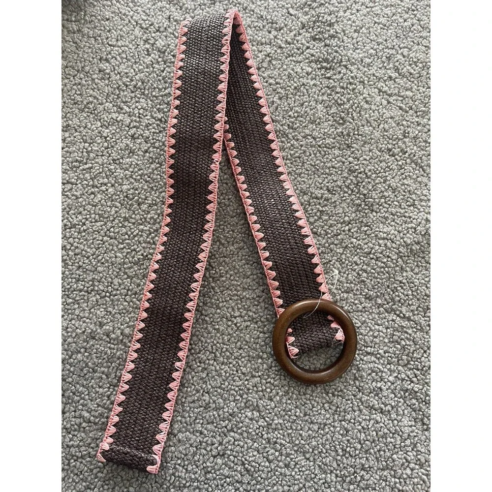 Anthropologie Belt Women’s Preppy Pink Brown Stretchy Size Small New